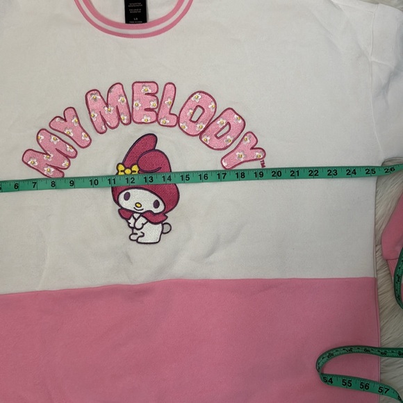 Sanrio My Melody Embroidered Panel Crewneck Sweater Boxlunch Exclusive L - Picture 11 of 12